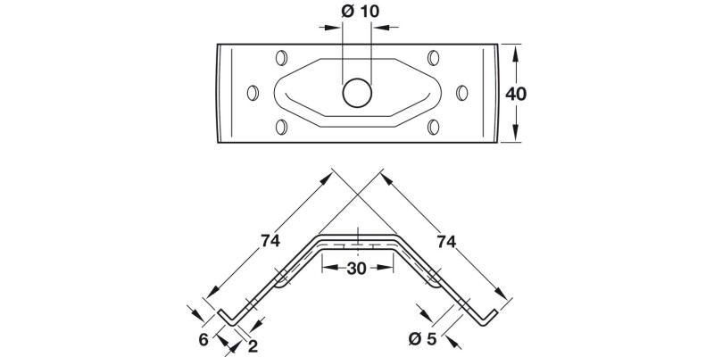 Table Corner Brace 40mm St Galv