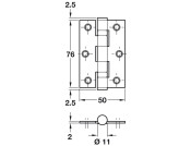 Butt Hinge 2BB Sqr 76x50mm Steel Black