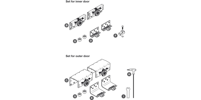 PS48.1 Fitting Set 18mm Outer Door