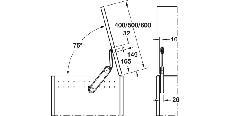 Maxi up 3675 Lid Stay H ZA NP Blk