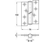 Butt Hinge Falling 102x76mm CW 304 SSS