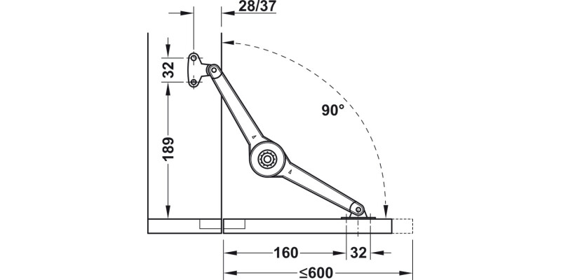 Duo Forte Flap/Lid Stay 37mm Hospa NP