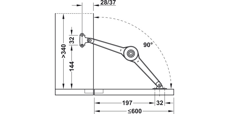 Duo Forte Flap/Lid Stay 37mm Hospa NP