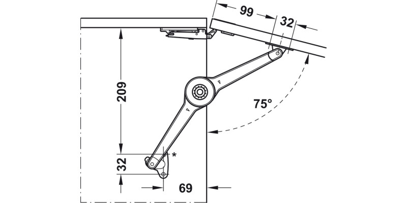 Duo Forte Flap/Lid Stay 37mm Hospa NP