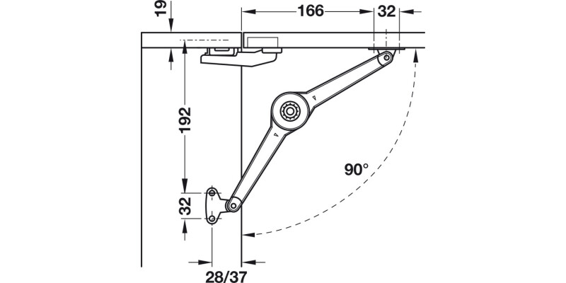 Duo Forte Flap/Lid Stay 37mm SM Screw NP