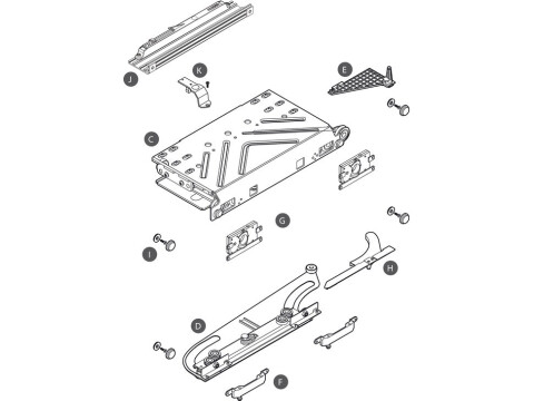 Fitting Set, for Flush Sliding Wardrobe Doors, Door Thickness 16-55 mm, H&auml;fele P
