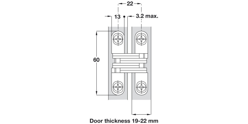 204A Soss Hinge 19-22mm ZA Body NP Links