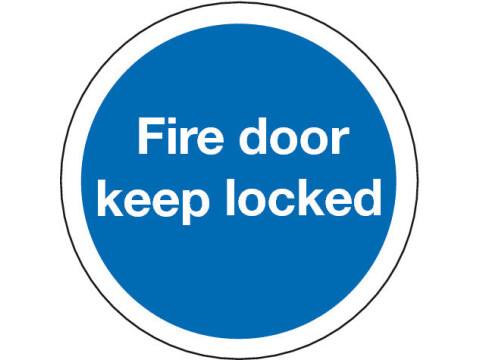 Blue Sign D76mm-Fire door keep locked
