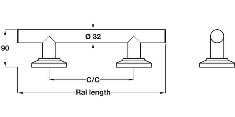 Nyma Style Grab Rail D32x303mm cc PSS