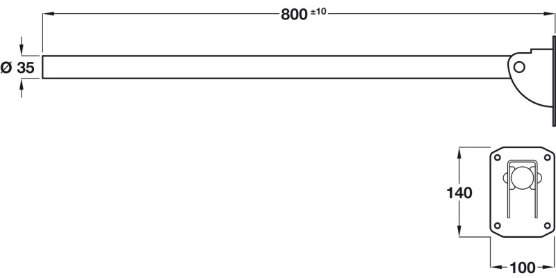 Nyma Style Hinged Grab Rail 800mm PSS