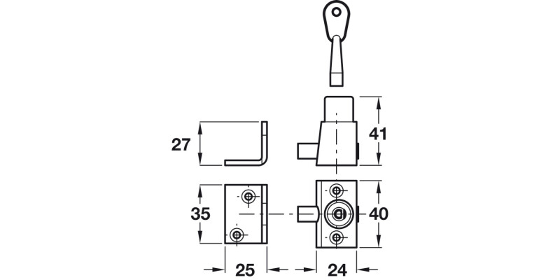 Sash Window Bolt With Std Key St/Brs Wht