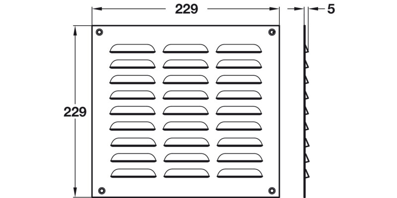 Vent Grille Louvre SM 229x229mm SAA
