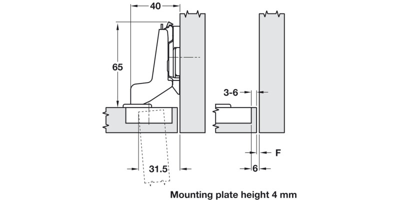 95D Hinge Click UnSprung SF Ins