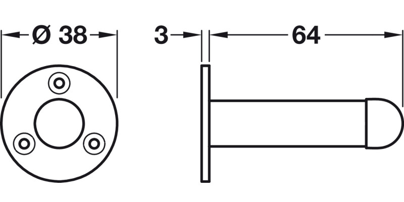 Door Stop/Wall D38x67mm ZA Rub/PC