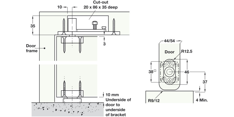 Dbl Action Pivot Set - Floor 304 SSS