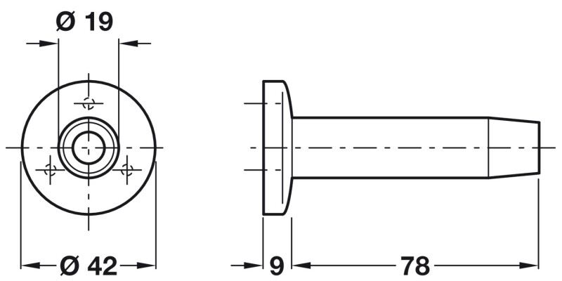 Door Stop/Wall D42x87mm Alu Rub/PAA