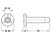 Door Stop/Wall D42x87mm Alu Rub/PAA