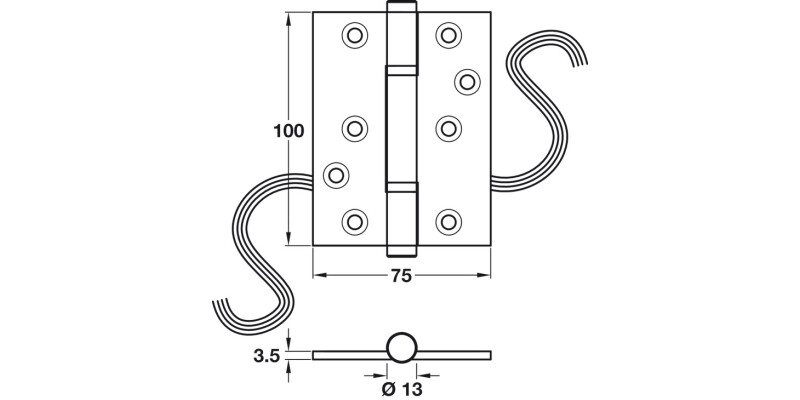 Conductor Hinge C4 100x75mm Brs Im Brz