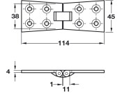 Counterflap Hinge 114x38/45mm Brass PC