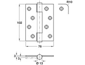 Butt Hinge Conc BB Rad 102x76mm 304 SSS
