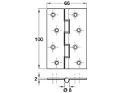 Butt Hinge DSSW Sqr 100x66mm SS SSS