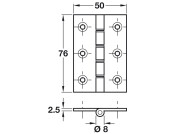 Butt Hinge DPBW Sqr 76x50mm Brass SN