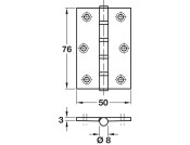 Butt Hinge BB Sqr 76x50mm Brs PCP