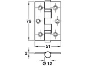 2BB Hinge 76x51mm EB Grade 7 20Pk