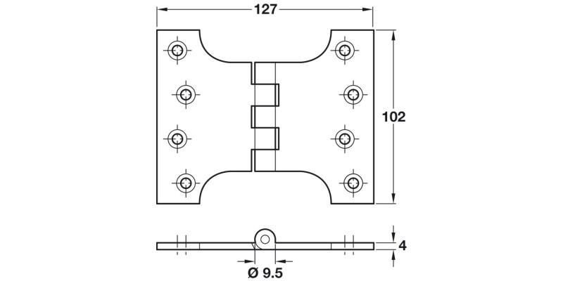 Parliament Hinge 102x127mm Brass PCP