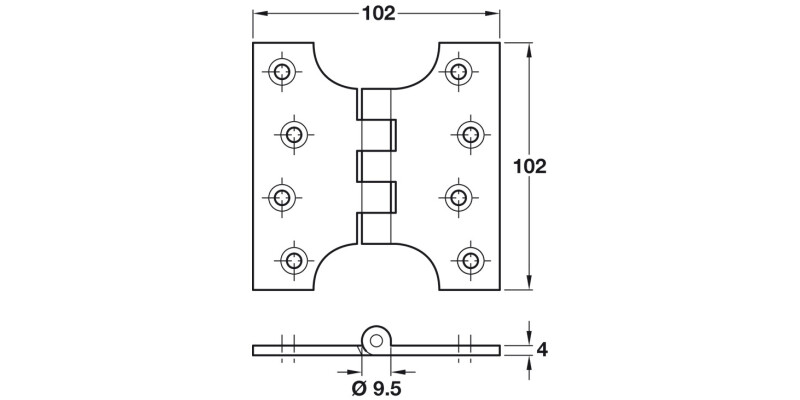 Parliament Hinge 102x102mm Brass PCP