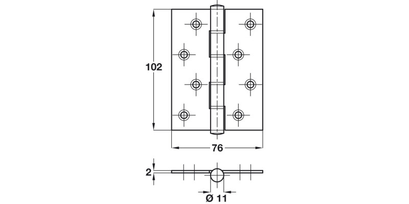 Butt Hinge Sqr 102x76mm 304 SSS