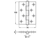 Butt Hinge Sqr 102x76mm 304 SSS