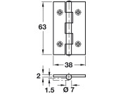 Butt Hinge 63x38mm Grade 4 SS SSS