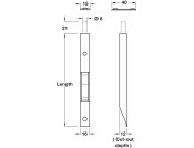 Sunk Slide Flushbolt 250x16mm St NP