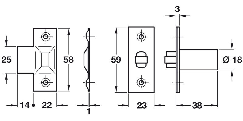 Mortice Adj Roller Catch SEB