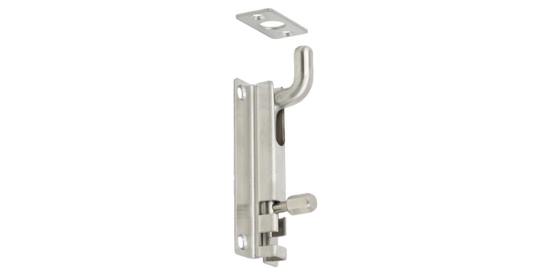 Barrel Bolt, Straight or Cranked Neck, Width 38 mm, Stainless Steel