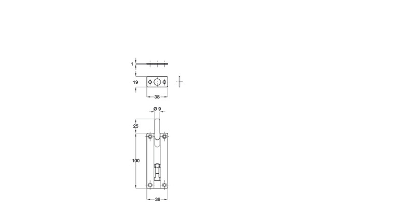Barrel Bolt Cranked 38x80mm SSS