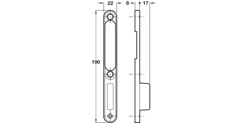 Centre Keep Base 190x22x8mm St BZP