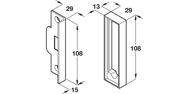 Rebate Set 25mm Box Latch Alu SA