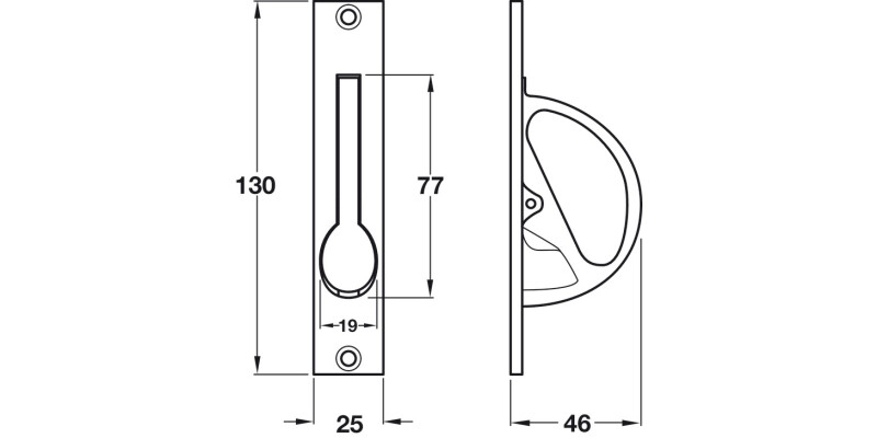 Mortice Gravity Drop Pull Hdl Brass SN
