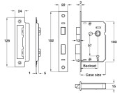 Sashlock+Keys 3 Lvr Mortice 58/78mm NP
