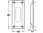 Flush Pull Hdl 90x40x13mm Alu SAA
