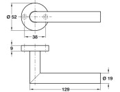 Lever Hdls/Rose D19mm 316 SSS