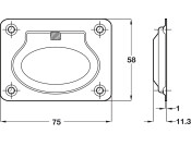 Flush Ring Pull Sprung 75x58mm 304 PSS