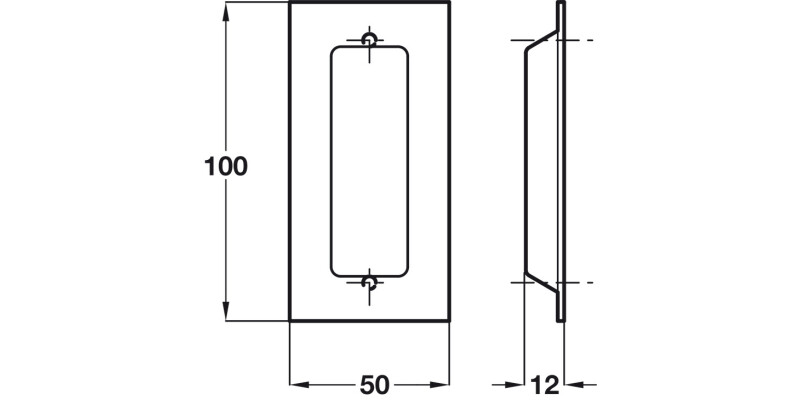 Flush Pull Hdl 100x50x12mm SSS