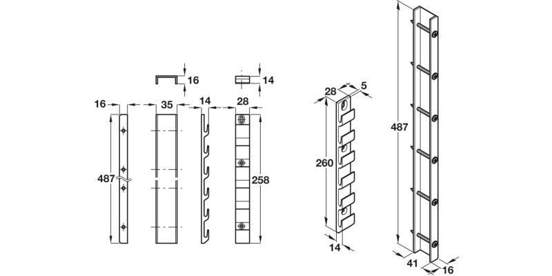 Ropox Wall Cabinet Bracket Alu 487mm