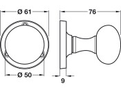 Mortice Mush Knob Set D50/61mm ZA PC