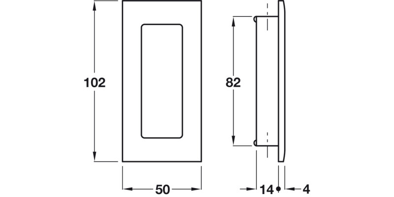 Flush Pull Hdl 102x50mm Brass SNP