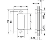 Flush Pull Hdl 60x110mm Brass SNP