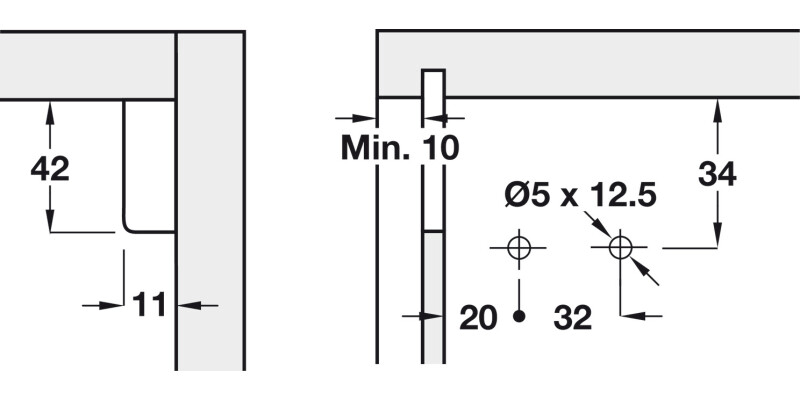 Scarpi-4 Cabinet Hanger LH w Euro Screws